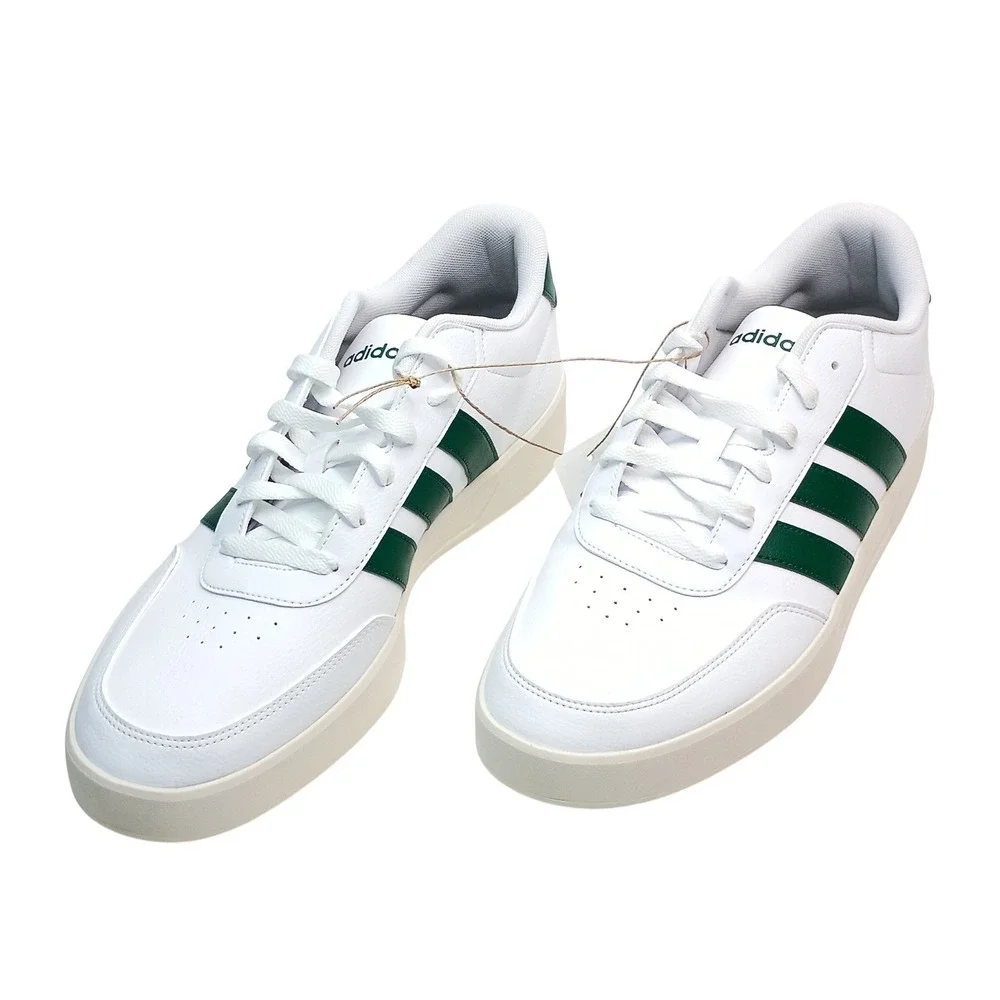 Adidas Breaknet 3.0 Sneakers Men Size 12 White Green Synthetic Leather JR3549